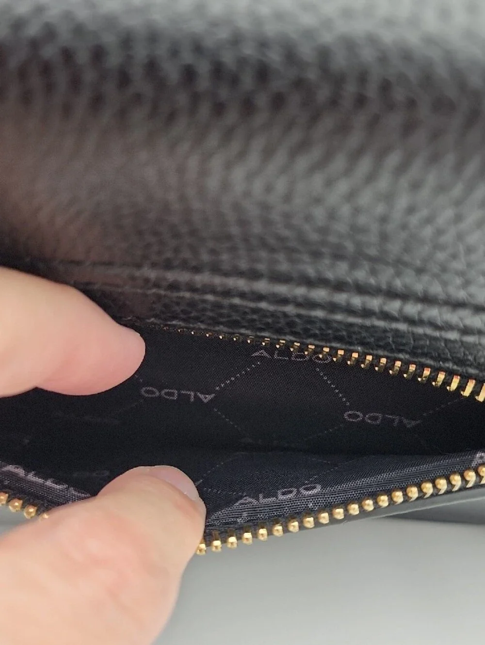 Aldo Black Pebbled Crossbody with Gold Turn-Lock Accent